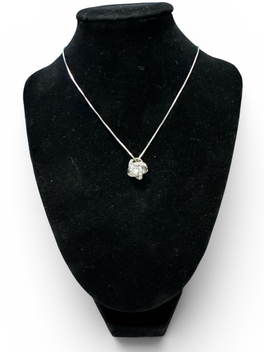 Sterling Silver Crystal Flower Pendant Necklace